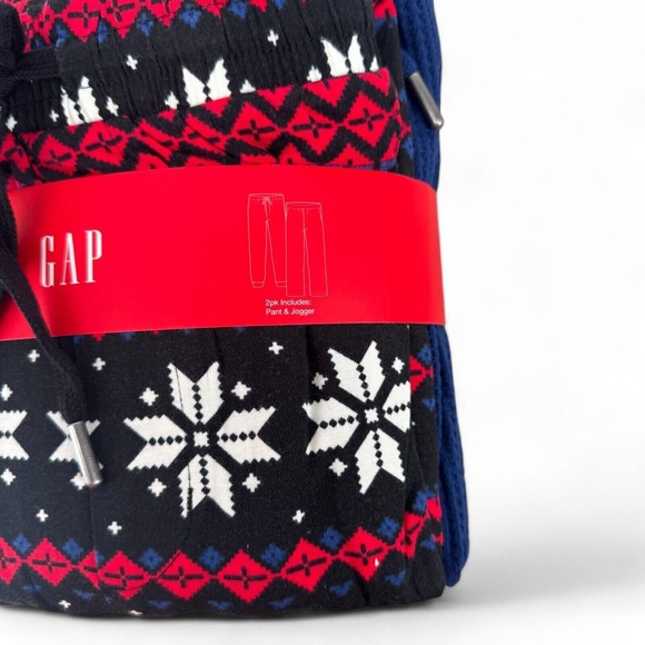 Gap Men's 2 Pack Waffle Knit Thermal Jogger Pajama Pants Blue Red $84 sz Medium - Picture 3 of 5